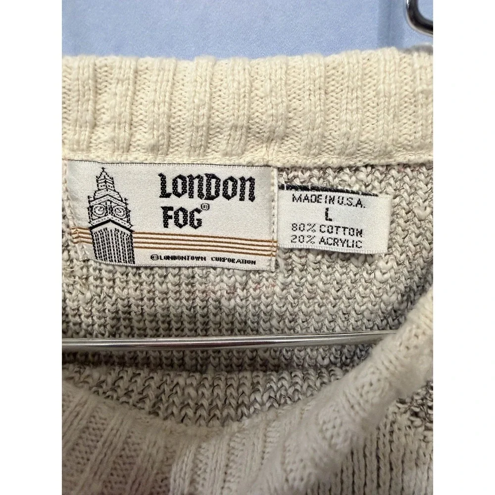 Vintage London Fog Men's‎ Knit Sweater Geometric Gray Size L Made In USA - Picture 5 of 5